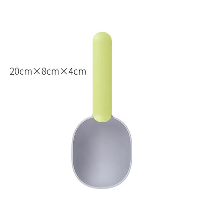 Multifunctional Dog Food Cat Food Shovel Spoon Feeding Spoon Sealed Bag Clip Creative Measuring Cup Curved Design Easy to Clean