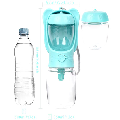 Dispenser per Animali Domestici Con Bottiglia D'Acqua per Cani Con Contenitore per Alimenti Staccabile, Chiusura a Prova Di Perdite per Escursioni in Viaggio